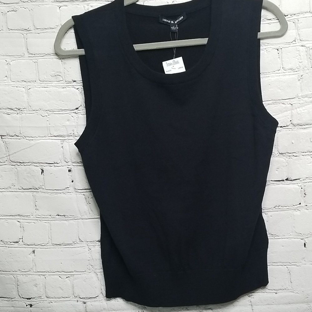Cable & Gauge Black Sleeveless Knit Tank Top size Large